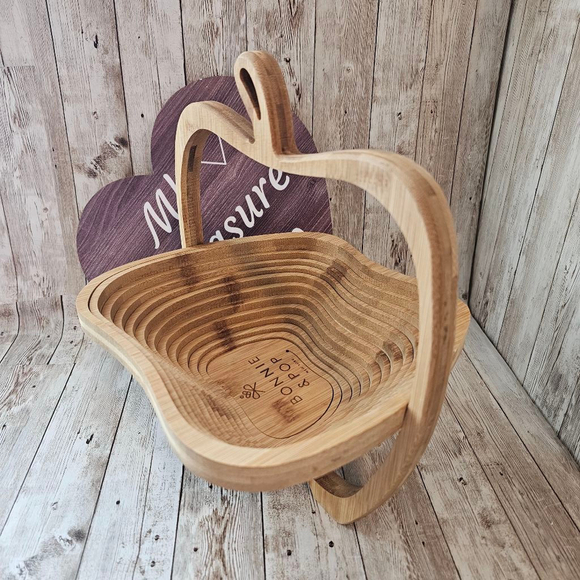 Bonnie & Pop Apple Shape Bamboo Basket Brown - Picture 3 of 8